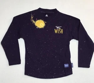 Disney Spirit Jersey Girls XS 4 Wish Star Shirt Blue Glitter Sparkles Puffy - Picture 1 of 10