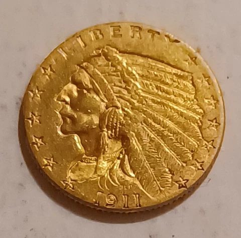 1911 Gold $2.50 Indian Head Cover