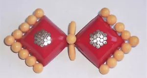 Vintage celluloid and silver brooch. Striking piece. One of my favorites! - Picture 1 of 2