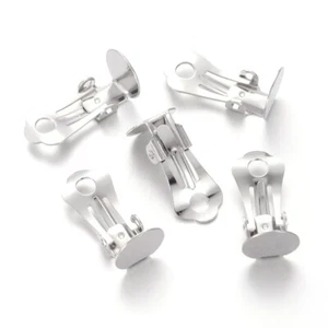 10pcs Round Flat Back Tray Earring Clips 10mm for Non Piercing DIY Earrings - Picture 1 of 2
