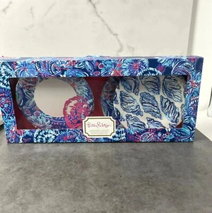 Lilly Pulitzer Gypsea Girl Set 4 Melamine Appetizer 6" Plates Blue Seashells - Picture 1 of 5