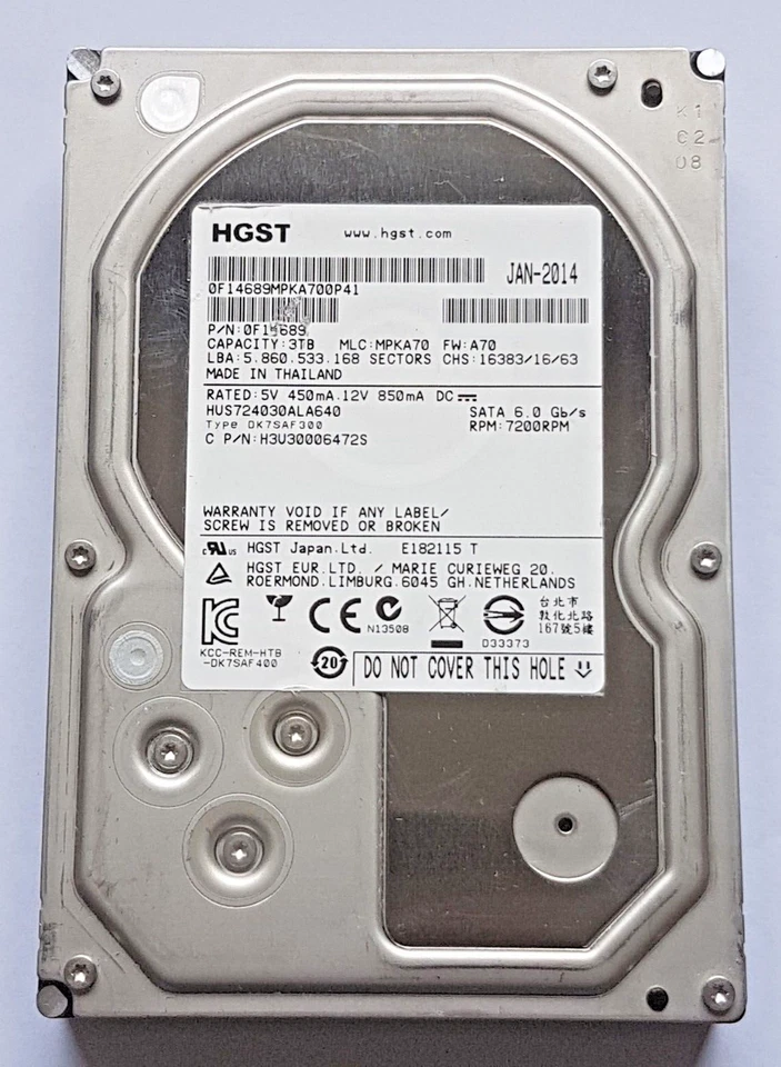 3 TB SATA HGST HUS724030ALA640 7200RPM 64MB HDD 3.5" Internal Hard Drive - Image 1 of 1