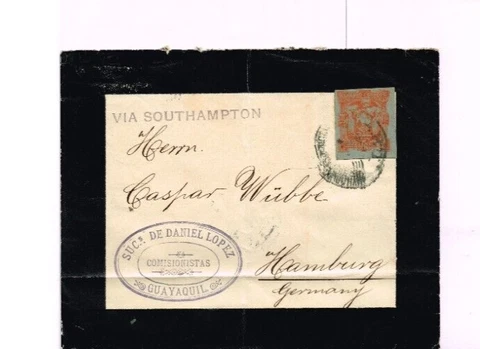 1905 10 Centavos Letter Card Cutout on mourning cover Guayaquil to Germany Cover