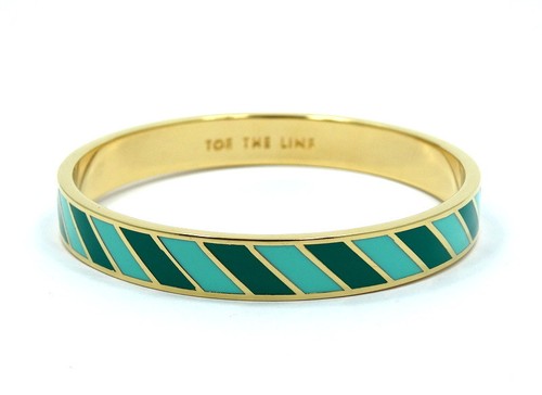 Bracciale KATE SPADE New York "Toe The Line" SMALTO a righe VERDE 8" 10mm