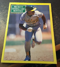 BECKETT  BASEBALL  PRICE  GUIDE SEPT. 1990  Rickey  HENDERSON. Fisk on back
