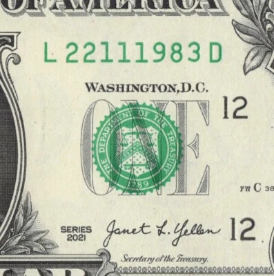 NOV 22 1983 Birthday Date Note Fancy Serial Number One Dollar Bill Crisp UNC - Image 1 of 4