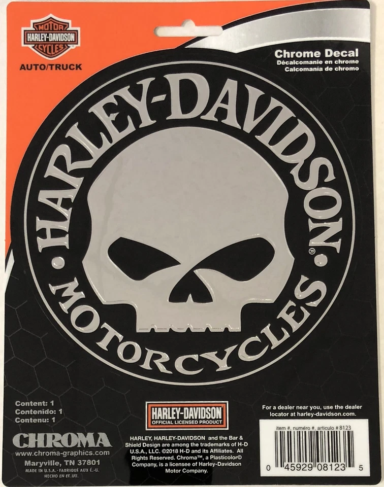 Harley-davidson Silver Skull Classic Emblemz Decal 5.5â Cg8123