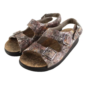 SAS Relaxed Heel Strap Sandal Womens Size 5.5 Snakeskin Print Leather Adjustable - Picture 1 of 11
