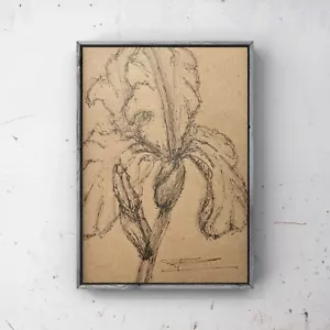 Floral Botanical Sketch 4*6in Minimalist Aesthetic Wall Art Ink Pencil Drawing - Picture 1 of 11