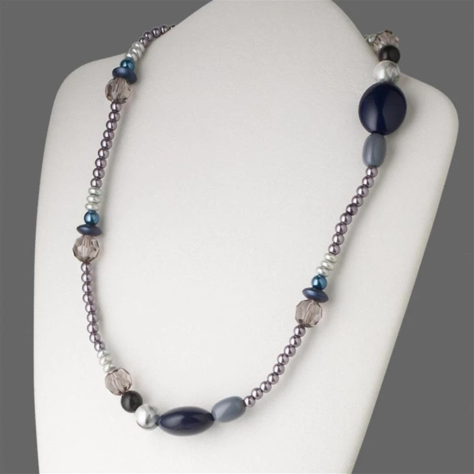 Collar de cuentas Lucite vintage de perlas de imitación tonos geniales artesanales Foto 1 de 1