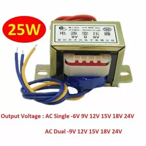 EI57 Power Transformer 25W/25VA 220V/380V TO 9V/12V/15V/18V/24V AC Single/Dual - Picture 1 of 7