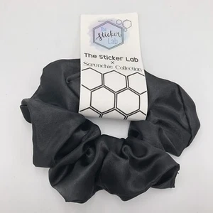 Handmade Women's Scrunchies Black Bridal Satin Hair Tie Size Regular - Picture 1 of 3