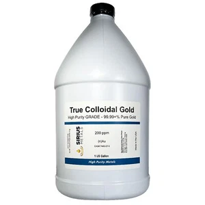 True Colloidal Gold Nanoparticles (AuNPs): 200ppm - 1 US Gallon in Plastic - Picture 1 of 2