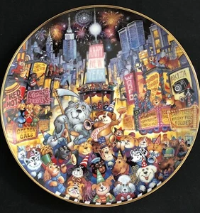 Plato de porcelana fina de 8" Paws for Celebration Bill Bell Franklin como nuevo - Imagen 1 de 5