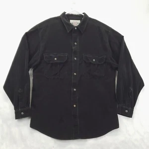 Bugle Boy Shirt Mens Medium Black Shacket Cotton Corduroy Long Sleeve Button-Up - Picture 1 of 11