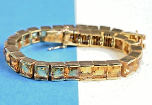 Brazalete Tenis Plata de Ley 925 Amarillo Citrino Forma Cuadrada 6MM - Imagen 1 de 10