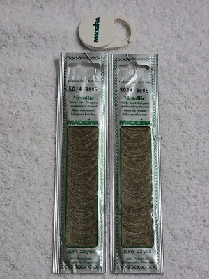 LOT OF 2 MADERIA METALLIC EMBROIDERY THREAD 22 YDS EACH COLOR #5014 GOLD? - Image 1 of 3