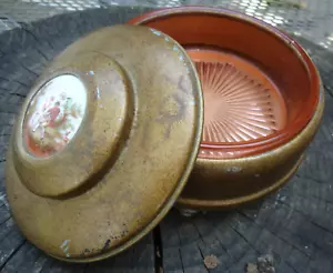 Plato con patas de metal pintado detalle de pareja rosa depresión cuenco de vidrio inserto de colección - Imagen 1 de 17