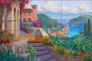 Mural de cerámica artística Mikki Senkarik azulejo mediterráneo salpicadero MSA132 - Imagen 1 de 6