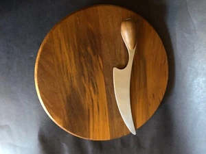 mcm 70s teak wood cheese Dansk Vivianna Torun charcuterie board knife Denmark - Picture 1 of 7