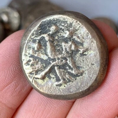 HERMOSA RARA ANTIGUA GRECIA ROMANO MONEDA DE AMOR BRONCE MONEDA GRIEGA XII Foto 1 de 2