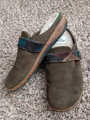 Earth Origins Women's Warm-Lined Suede Clogs Essential Eloise Olive Green Size 7 - Image 1 of 4