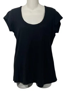 Standard James Perse Scoop Neck Slub Tee Black Sz 3 Womens L Cap Sleeve Shirt - Picture 1 of 6