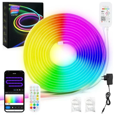 2-10M Neon LED Streifen Außen APP RGBIC Dimmbar Stripe Strip Wifi Flex Schlauch - Bild 1 von 4