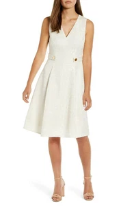 NEW ANNE KLEIN IVORY WHITE FIT AND FLARE CAREER DRESS SIZE 16 $139 - Picture 1 of 4