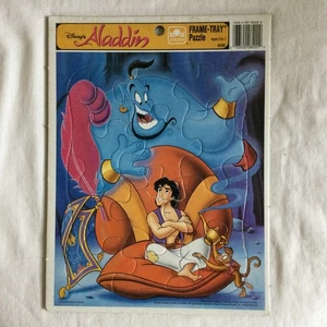Vintage Golden Frame Tray Puzzle 8200 Alter 3-7 Disney Aladdin Genie Abu Monkey - Bild 1 von 2