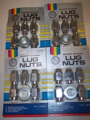 Lote de 20 tuercas de tronco cromadas de vástago corto personalizadas con arandelas NOS Cal Foto 1 de 3