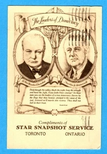 1942 Postcard Churchill & Roosevelt, Star Snapshot Service Advertising - Picture 1 of 2