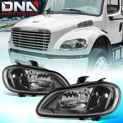 For 2003-2018 Freightliner M2 106 112 Black Housing Clear Headlight Lamps Pair - Image 1 of 4