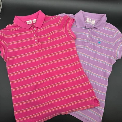 Aeropostale в полоску рубашка-поло комплект, женщин средний, розовый фиолетовый, хлопок - Изображение 1 из 4