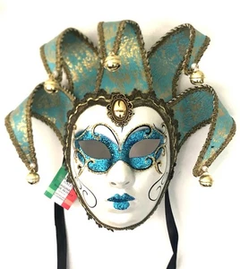 LIGHT BLUE JOLLY SAN MARCO CARNIVAL VENETIAN MASQUERADE MASK - Picture 1 of 3