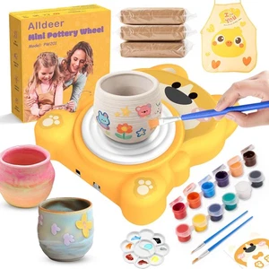Töpferscheibe Kit für Kinder 8-12, DIY Kunst Set mit lufttrocknender Knete & Farben - Bild 1 von 8