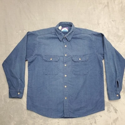 Camisa Gamuza De Colección Hombres Grande Azul Manga Larga Franela Cresta Norte Retro Exterior Foto 1 de 4