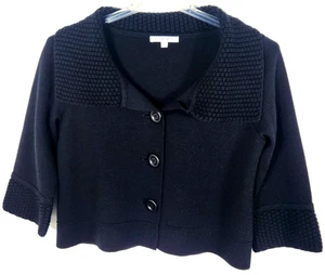 CAbi Damen Medium schwarz Jackie O Stil Pullover Cropped Kragen BF 3/4-Arm - Bild 1 von 3