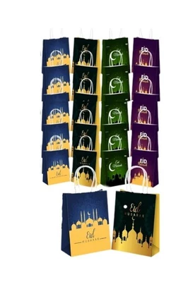 24Pcs Eid Mubarak Paper Bags Gift Bagseid Mubarak Party Bulk Goodie Bags Ramadan - Image 1 of 2