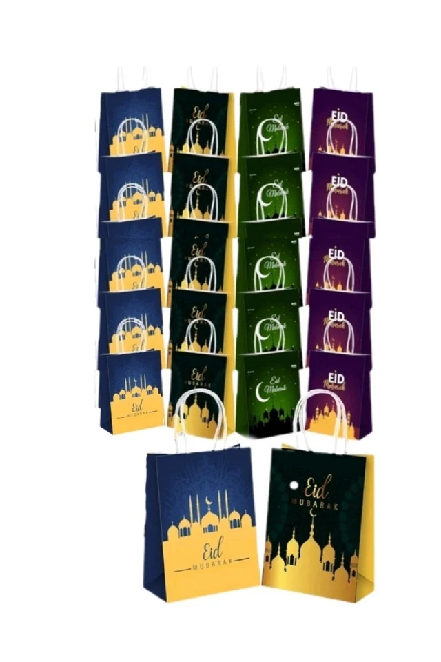 24Pcs Eid Mubarak Paper Bags Gift Bagseid Mubarak Party Bulk Goodie Bags Ramadan - Image 1 of 2