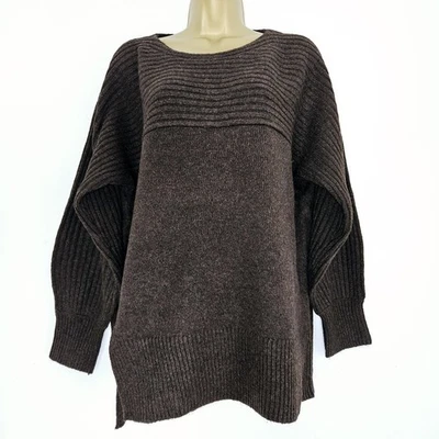 NEW Ex M&S Size 10-22 Chocolate Oversized Super Soft Relaxed Fit Knitted Jumper - Image 1 of 4