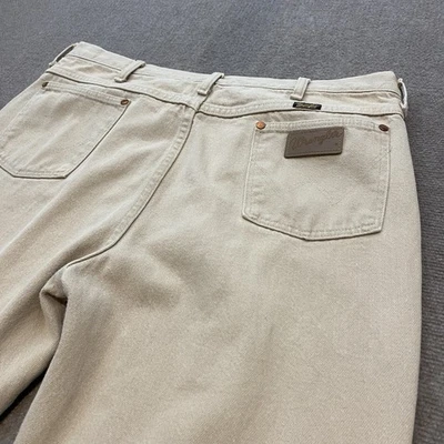 vtg Wrangler Jeans Mens 38x34 936 USA Made Cowboy Slim Tan Beige Western 80s - Image 1 of 4