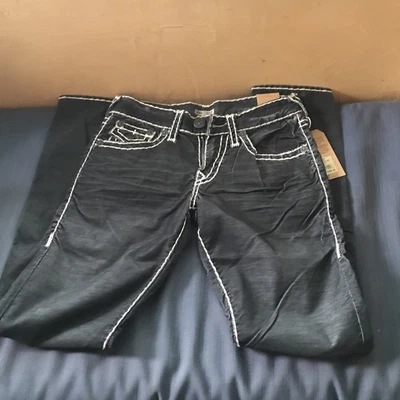 True Religion VINTAGE GENO SUPER T RELAXED SLIM GRAY JEANS SZ  31W 34L DENIM NEW - Image 1 of 4