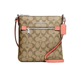 Bolso de archivo COACH Mini Rowan en lona exclusiva (plateado/caqui/mandarina) - nuevo - Imagen 1 de 1