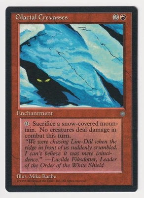 Dark Print Glacial Crevasses LP Ice Age MTG Magic Misprint Reserved List Rare! - Image 1 of 2