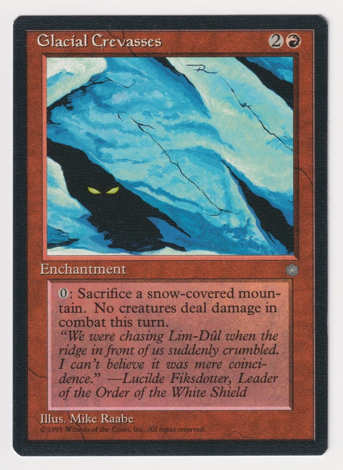 Dark Print Glacial Crevasses LP Ice Age MTG Magic Misprint Reserved List Rare! - Image 1 of 2