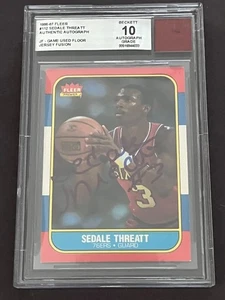 Jersey Fusion 1986-87 Collection Sedale Threatt #112 BGS Auto 10 G/U Floor Relic - Picture 1 of 2