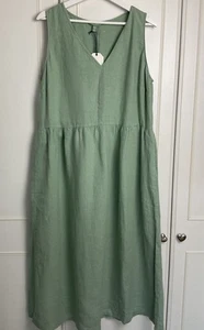 Seasalt Lowland Heather Dress Size UK 16 Green Bird Egg New Linen Sleeveless - Picture 1 of 14