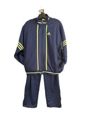 De Colección Adidas Traje de Pista Grueso Para Hombre Grande Chaqueta y Pantalones Conjunto Años 90 Y2K Azul/Amarillo Foto 1 de 4