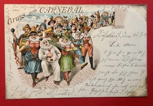 ANTIQUE HALLOWEEN POSTCARD CARNIVAL/1901/Clowns Devils Witches 339 - Picture 1 of 6